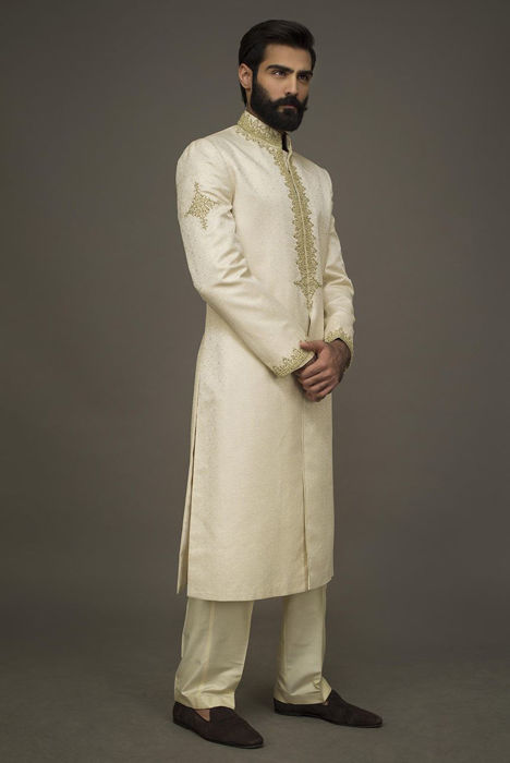 Picture of Off white hand embroidered sherwani