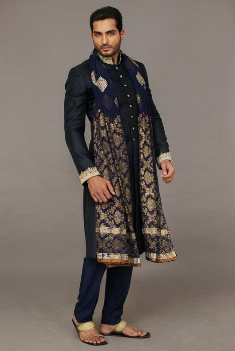 Picture of Navy blue sherwani