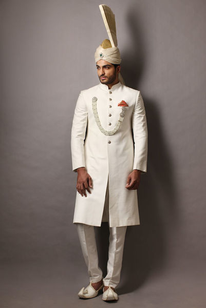 Picture of White snow sherwani