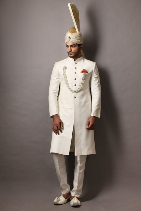 Picture of White snow sherwani
