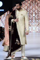 Picture of Cream jamawar sherwani