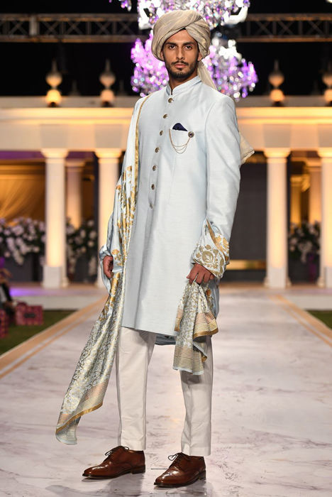Sky blue sherwani