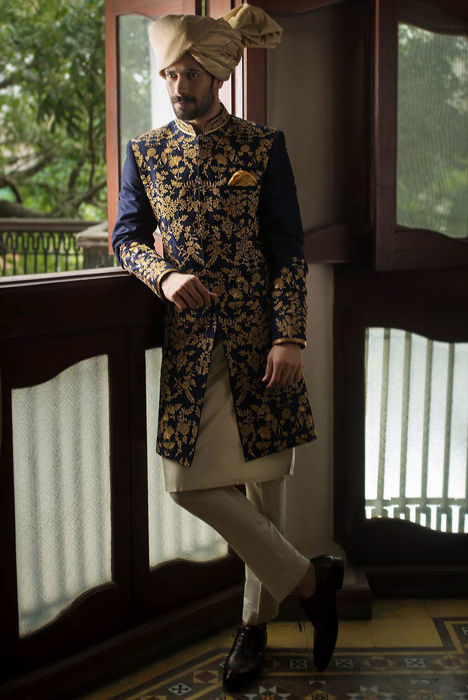 Picture of Yale blue sherwani