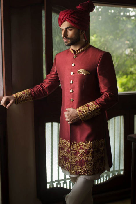 Carmine sherwani