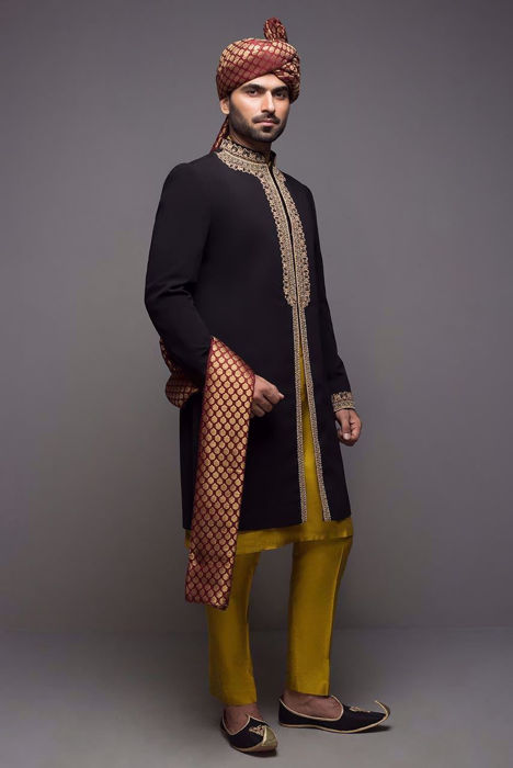 Short black sherwani